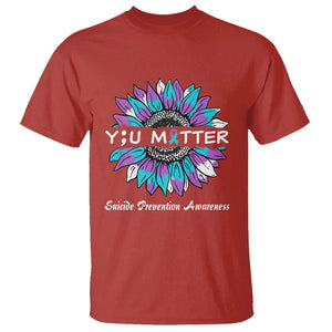 You Matter Sunflower Semicolon Suicide Prevention Awareness T Shirt TS02 Red Printyourwear