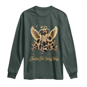 Justice For Wangwang Angel Dog Halo Puppies Long Sleeve Shirt Heavenly Pet Loss Memorial Graphic TS02 Dark Forest Green Print Your Wear