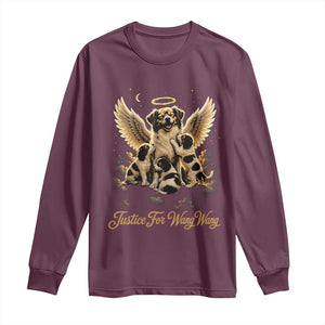 Justice For Wangwang Angel Dog Halo Puppies Long Sleeve Shirt Heavenly Pet Loss Memorial Graphic TS02 Maroon Print Your Wear