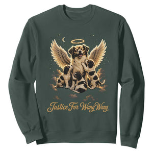 Justice For Wangwang Angel Dog Halo Puppies Sweatshirt Heavenly Pet Loss Memorial Graphic TS02 Dark Forest Green Print Your Wear