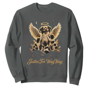 Justice For Wangwang Angel Dog Halo Puppies Sweatshirt Heavenly Pet Loss Memorial Graphic TS02 Dark Heather Print Your Wear