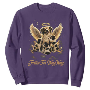 Justice For Wangwang Angel Dog Halo Puppies Sweatshirt Heavenly Pet Loss Memorial Graphic TS02 Purple Print Your Wear