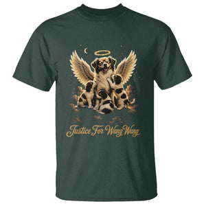 Justice For Wangwang Angel Dog Halo Puppies T Shirt Heavenly Pet Loss Memorial Graphic TS02 Dark Forest Green Print Your Wear