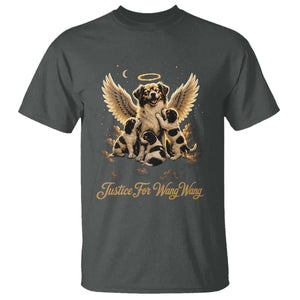 Justice For Wangwang Angel Dog Halo Puppies T Shirt Heavenly Pet Loss Memorial Graphic TS02 Dark Heather Print Your Wear