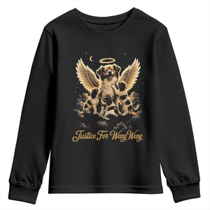 Justice For Wangwang Angel Dog Halo Puppies Youth Sweatshirt Heavenly Pet Loss Memorial Graphic TS02 Black Print Your Wear