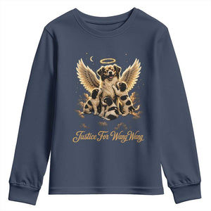 Justice For Wangwang Angel Dog Halo Puppies Youth Sweatshirt Heavenly Pet Loss Memorial Graphic TS02 Navy Print Your Wear
