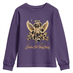 Justice For Wangwang Angel Dog Halo Puppies Youth Sweatshirt Heavenly Pet Loss Memorial Graphic TS02 Purple Print Your Wear
