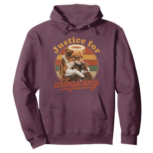 Justice For Wangwang Retro Sunset Halo Dog Mama Hoodie Pet Memorial Awareness Graphic TS02 Maroon Print Your Wear
