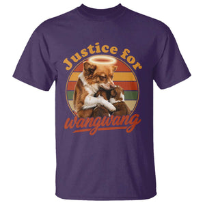 Justice For Wangwang Retro Sunset Halo Dog Mama T Shirt Pet Memorial Awareness Graphic TS02 Purple Print Your Wear