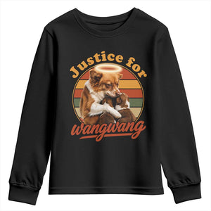 Justice For Wangwang Retro Sunset Halo Dog Mama Youth Sweatshirt Pet Memorial Awareness Graphic TS02 Black Print Your Wear