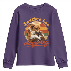 Justice For Wangwang Retro Sunset Halo Dog Mama Youth Sweatshirt Pet Memorial Awareness Graphic TS02 Purple Print Your Wear