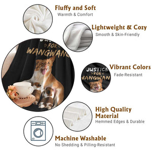 Justice For Wangwang Mother Dog Newborn Puppies Throw Blanket Animal Rights Awareness Graphic