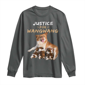Justice For Wangwang Mother Dog Newborn Puppies Long Sleeve Shirt Animal Rights Awareness Graphic TS02 Dark Heather Print Your Wear