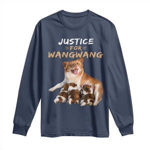 Justice For Wangwang Mother Dog Newborn Puppies Long Sleeve Shirt Animal Rights Awareness Graphic TS02 Navy Print Your Wear