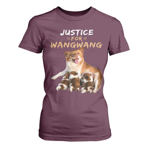 Justice For Wangwang Mother Dog Newborn Puppies T Shirt For Women Animal Rights Awareness Graphic TS02 Maroon Print Your Wear