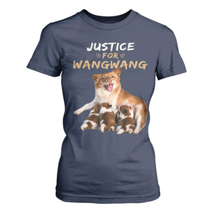 Justice For Wangwang Mother Dog Newborn Puppies T Shirt For Women Animal Rights Awareness Graphic TS02 Navy Print Your Wear