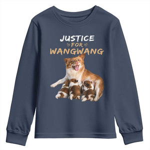 Justice For Wangwang Mother Dog Newborn Puppies Youth Sweatshirt Animal Rights Awareness Graphic TS02 Navy Print Your Wear