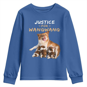 Justice For Wangwang Mother Dog Newborn Puppies Youth Sweatshirt Animal Rights Awareness Graphic TS02 Royal Blue Print Your Wear