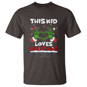 Personalized Funny Christmas Lover T Shirt Custom Kids Name Skeleton Hand Heart TS02 Dark Chocolate Print Your Wear