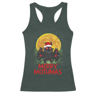Mothman Christmas Racerback Tank Top Funny Merry Mothmas Cryptid Xmas Santa TS02 Dark Forest Green Print Your Wear