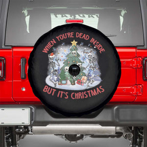Dancing Skeleton Xmas Spare Tire Cover When You're Dead Inside But It's Christmas TS02 Black Print Your Wear