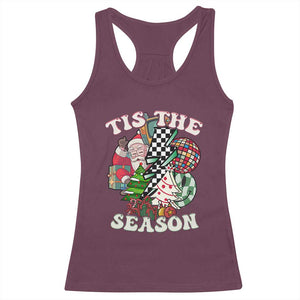 Groovy Christmas Racerback Tank Top Tis The Season Retro Santa Vibe TS02 Maroon Print Your Wear