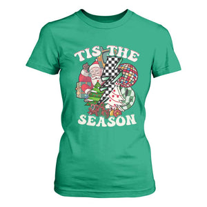 Groovy Christmas T Shirt For Women Tis The Season Retro Santa Vibe TS02 Irish Green Print Your Wear