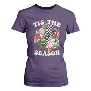 Groovy Christmas T Shirt For Women Tis The Season Retro Santa Vibe TS02 Purple Print Your Wear
