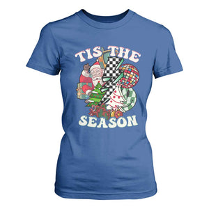 Groovy Christmas T Shirt For Women Tis The Season Retro Santa Vibe TS02 Royal Blue Print Your Wear