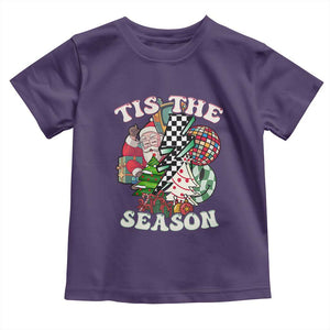 Groovy Christmas Toddler T Shirt Tis The Season Retro Santa Vibe TS02 Purple Print Your Wear