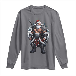 Epic Viking Santa Christmas Long Sleeve Shirt Barbarian Style Holiday Warrior Claus TS02 Charcoal Print Your Wear