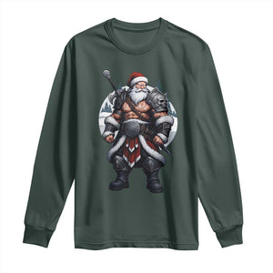 Epic Viking Santa Christmas Long Sleeve Shirt Barbarian Style Holiday Warrior Claus TS02 Dark Forest Green Print Your Wear