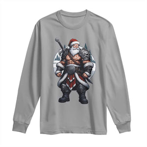 Epic Viking Santa Christmas Long Sleeve Shirt Barbarian Style Holiday Warrior Claus TS02 Sport Gray Print Your Wear