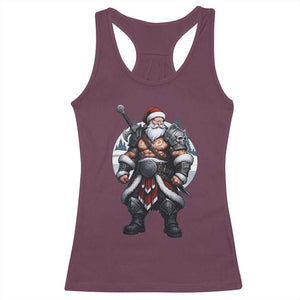 Epic Viking Santa Christmas Racerback Tank Top Barbarian Style Holiday Warrior Claus TS02 Maroon Print Your Wear