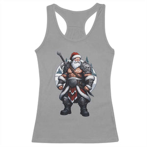 Epic Viking Santa Christmas Racerback Tank Top Barbarian Style Holiday Warrior Claus TS02 Sport Gray Print Your Wear