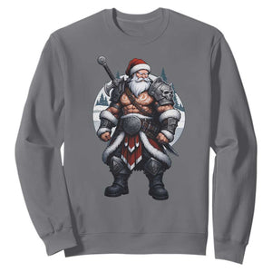 Epic Viking Santa Christmas Sweatshirt Barbarian Style Holiday Warrior Claus TS02 Charcoal Print Your Wear
