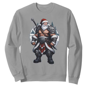 Epic Viking Santa Christmas Sweatshirt Barbarian Style Holiday Warrior Claus TS02 Sport Gray Print Your Wear