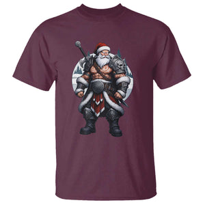 Epic Viking Santa Christmas T Shirt Barbarian Style Holiday Warrior Claus TS02 Maroon Print Your Wear