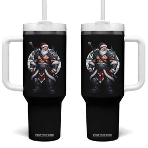 Epic Viking Santa Christmas Tumbler With Handle Barbarian Style Holiday Warrior Claus TS02 One Size: 40 oz Black Print Your Wear