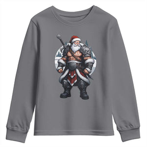 Epic Viking Santa Christmas Youth Sweatshirt Barbarian Style Holiday Warrior Claus TS02 Charcoal Print Your Wear