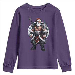 Epic Viking Santa Christmas Youth Sweatshirt Barbarian Style Holiday Warrior Claus TS02 Purple Print Your Wear
