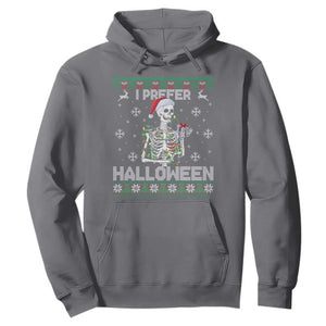 Funny Skeleton Christmas Hoodie I Prefer Halloween Spooky Xmas Holiday TS02 Charcoal Print Your Wear