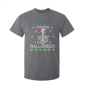 Funny Skeleton Christmas T Shirt For Kid I Prefer Halloween Spooky Xmas Holiday TS02 Charcoal Print Your Wear
