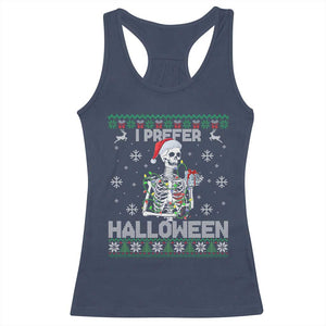 Funny Skeleton Christmas Racerback Tank Top I Prefer Halloween Spooky Xmas Holiday TS02 Navy Print Your Wear
