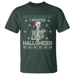 Funny Skeleton Christmas T Shirt I Prefer Halloween Spooky Xmas Holiday TS02 Dark Forest Green Print Your Wear