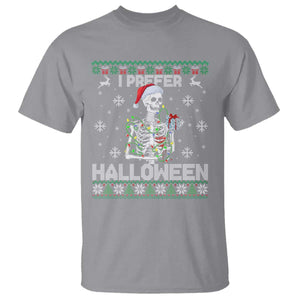Funny Skeleton Christmas T Shirt I Prefer Halloween Spooky Xmas Holiday TS02 Sport Gray Print Your Wear