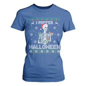 Funny Skeleton Christmas T Shirt For Women I Prefer Halloween Spooky Xmas Holiday TS02 Royal Blue Print Your Wear