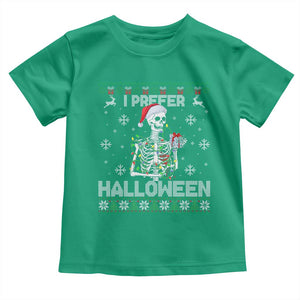 Funny Skeleton Christmas Toddler T Shirt I Prefer Halloween Spooky Xmas Holiday TS02 Irish Green Print Your Wear