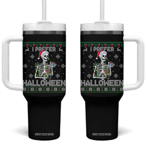 Funny Skeleton Christmas Tumbler With Handle I Prefer Halloween Spooky Xmas Holiday TS02 One Size: 40 oz Black Print Your Wear