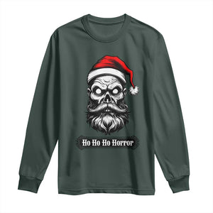 Creepy Christmas Skull Long Sleeve Shirt Ho Ho Ho Horror Santa Gothic Holiday TS02 Dark Forest Green Print Your Wear